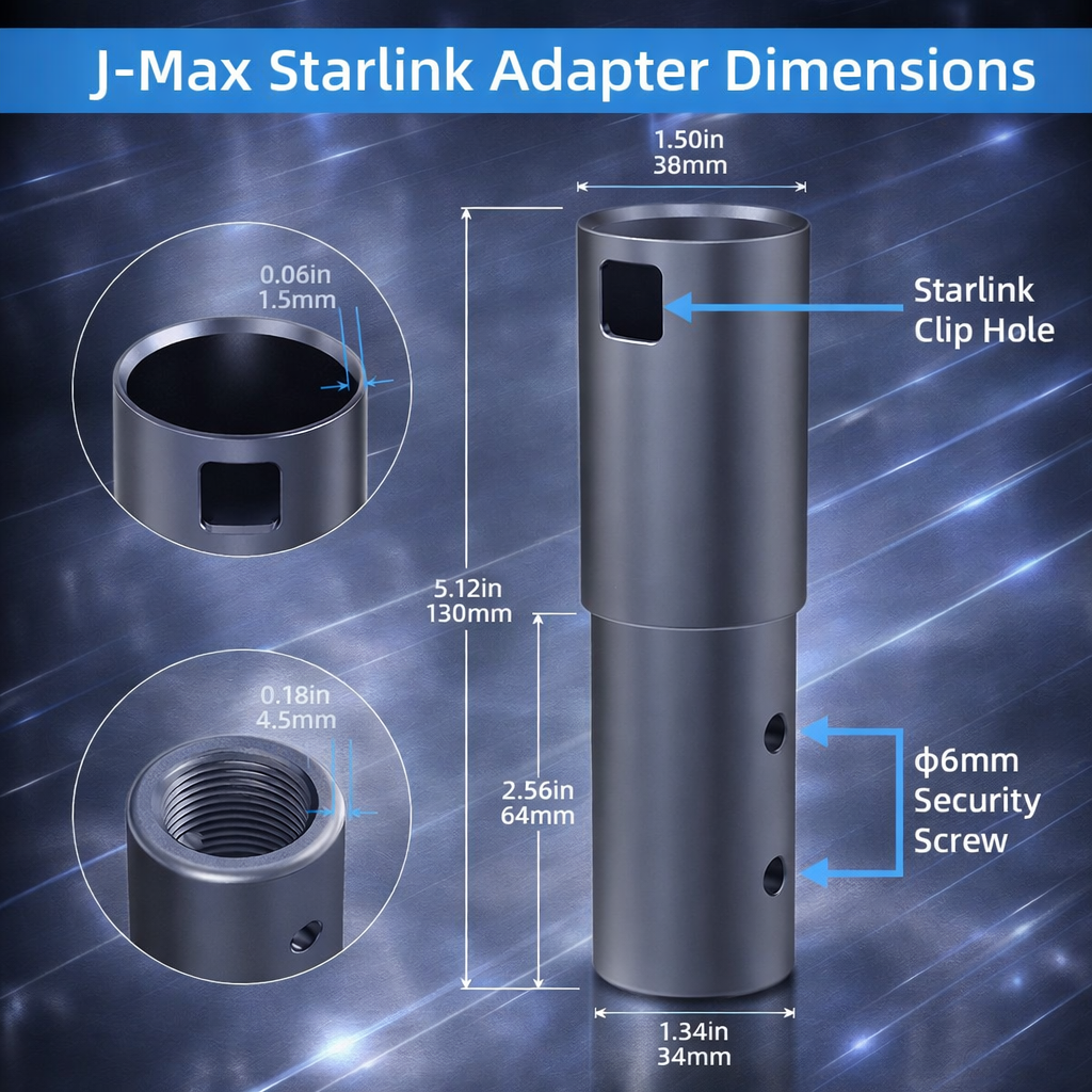 Aluminum Pipe Mount Adapter for Starlink Gen 2 Dish