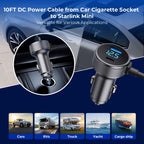 3 in 1 Cable Car Charger DC Power Cable/Cigarette Lighter Adapter for Starlink Mini