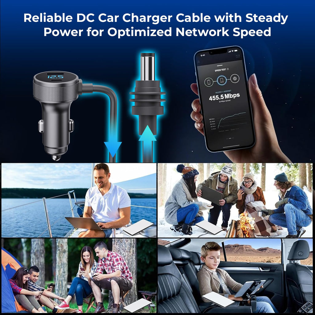 3 in 1 Cable Car Charger DC Power Cable/Cigarette Lighter Adapter for Starlink Mini